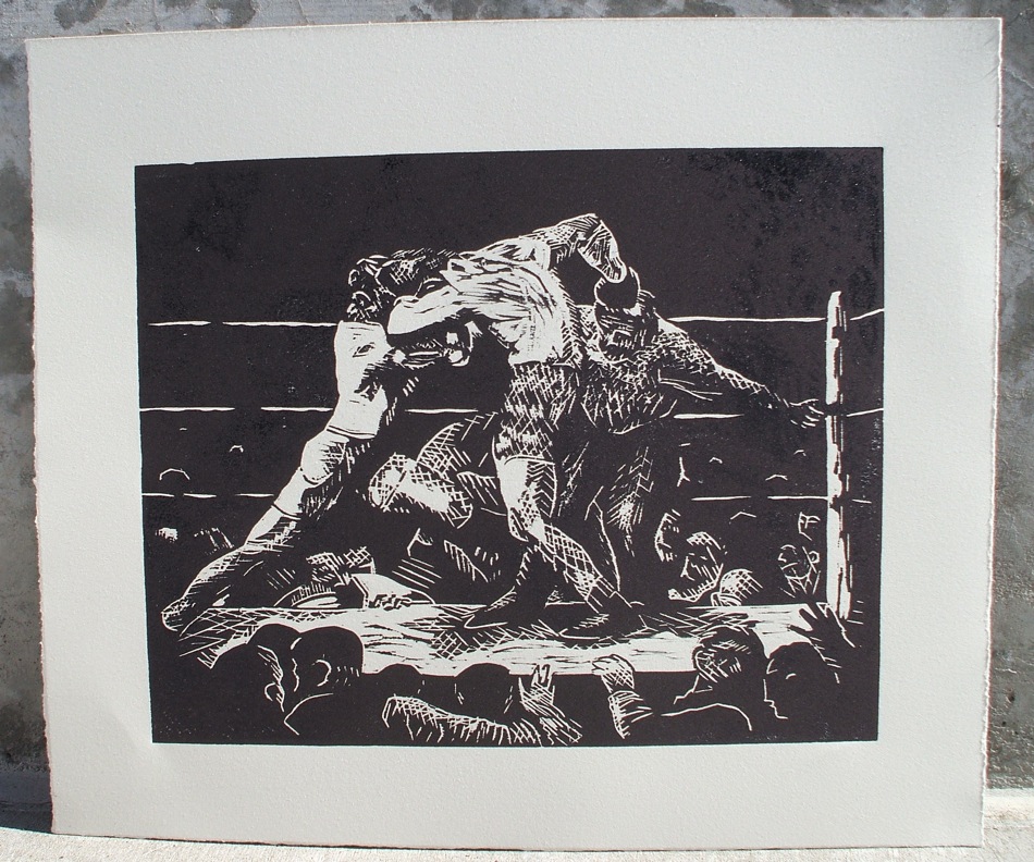 relief print of "A Stag at Sharkeys"