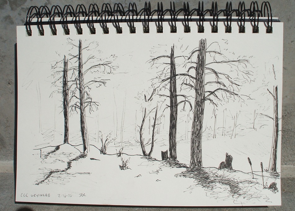 Sketch on CCC campus looking west